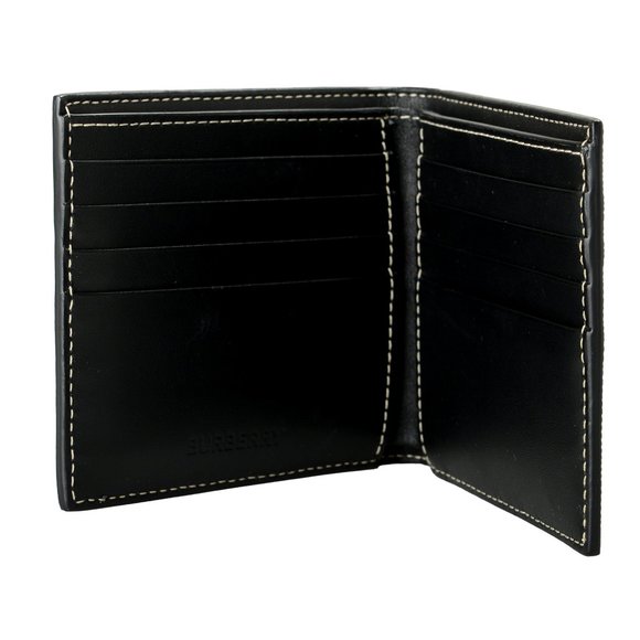 Burberry Men's Multi-Color Logo Print Textured Leather Bifold Wallet - Picture 2 of 4